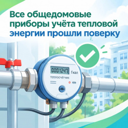 Все общедомовые приборы учёта тепловой энергии прошли поверку
