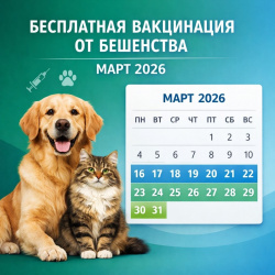 Бесплатная вакцинация питомцев от бешенства в офисах ваших обслуживающих организаций!   