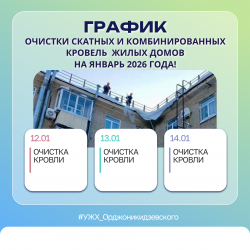  График очистки кровель на январь 2026 года!
